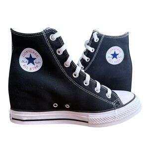 Converse Chuck Taylor All Star Black High Top Sneakers Hidden Wedge size 11